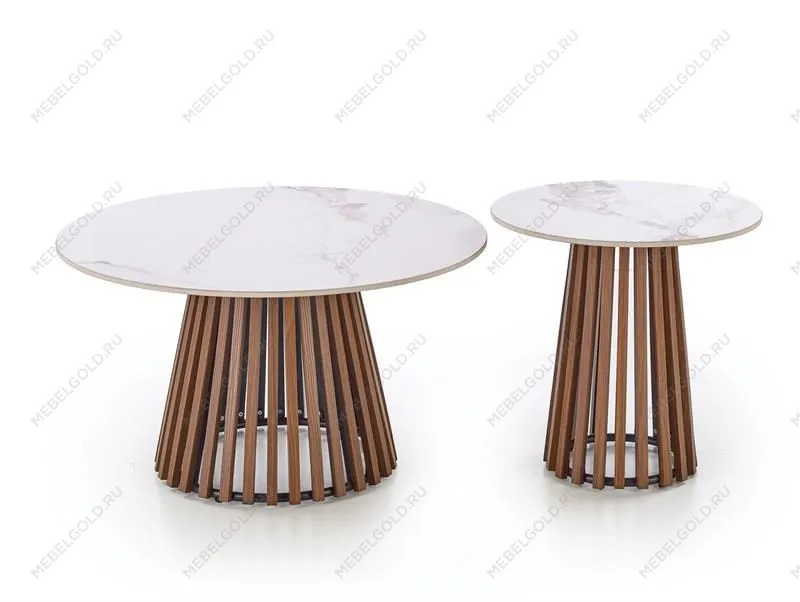 Стол журнальный Halmar CARINA S (бежевый мрамор/орех) | изображение 1
