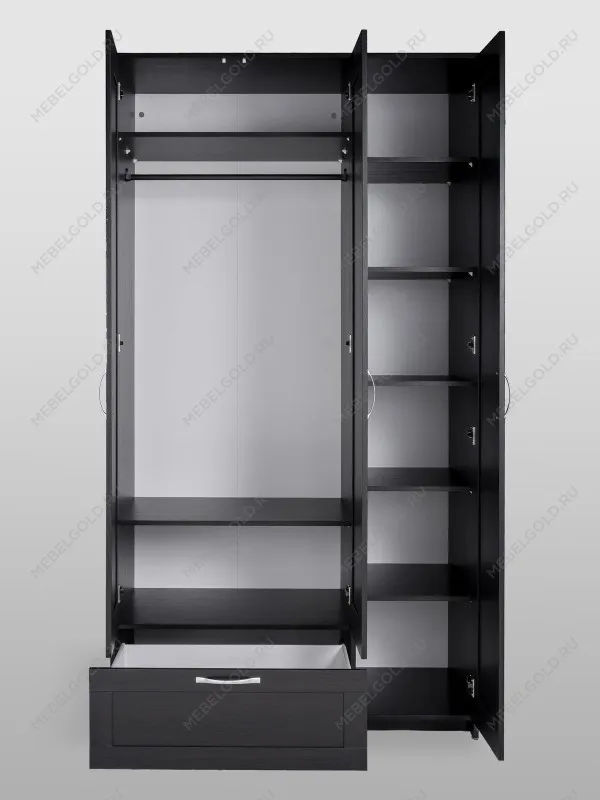 Шкаф Сириус, 3 двери и 1 ящик с зеркалом, 117х59х220 см, черно-коричневый,дуб венге | изображение 10