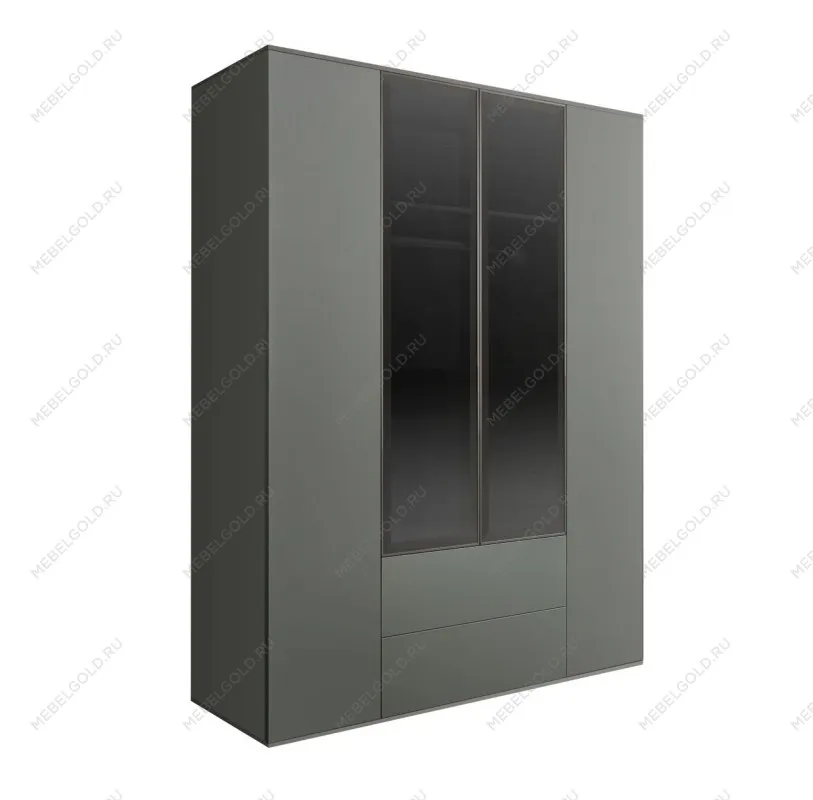 Шкаф 4-х дв. с ящиками Bogemia Air (Серый/Золото) БМШ2/42(2)