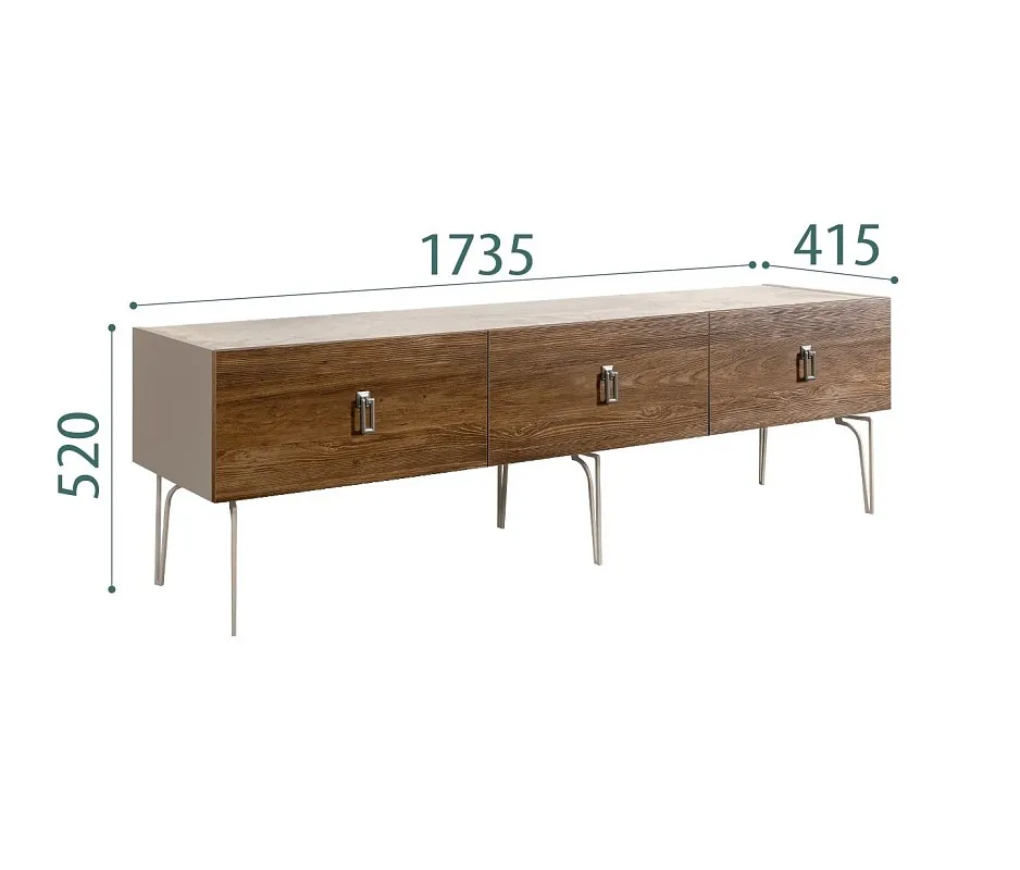 Тумба под телевизор 1.6м Bogemia Wood Fa (Ваниль) (Novabuk/Хром) БМТ-1(Wo)