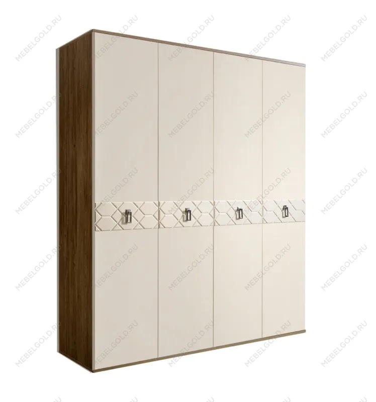 Шкаф 4-х дверный Bogemia Woodline Fa (Слоновая кость/Хром) БМШ2/4
