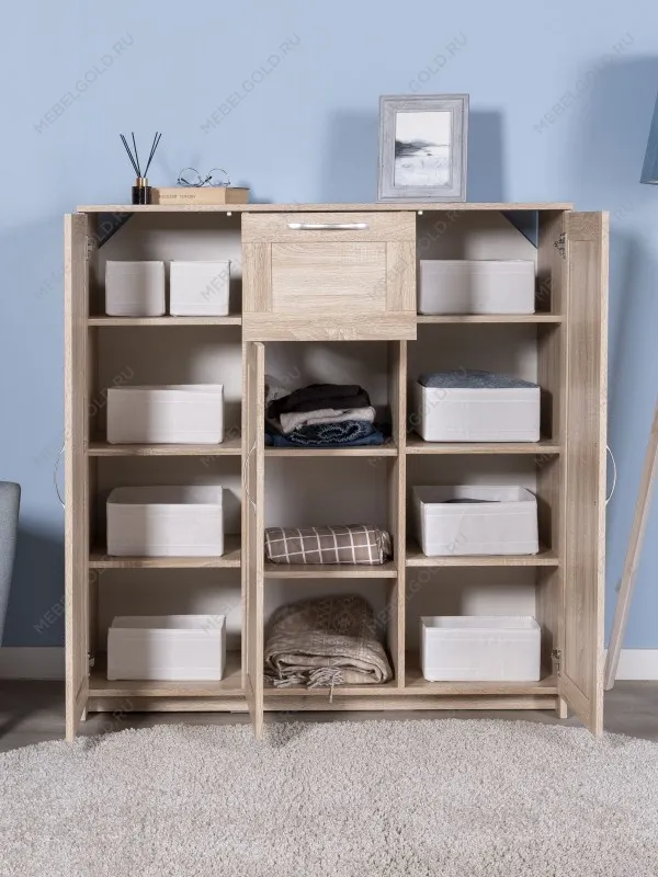 Тумба Сириус, 3 двери, 1 ящик, 117х41х124 см, дуб сонома | изображение 1