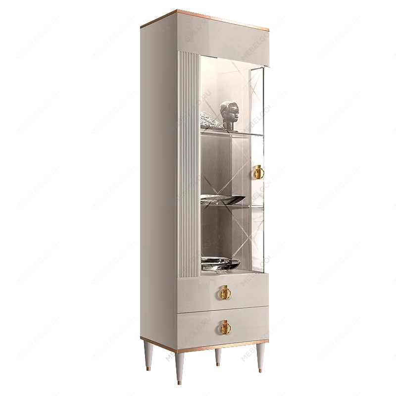 Витрина 1-ств. (левая) Римини СОЛО (белый золото) РМВ1-1С (s) - Выставка Балашиха