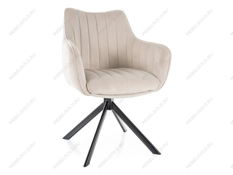 Стул кухонный Signal AZALIA Velvet Bluvel 30 поворотный (светло-бежевый/черный)