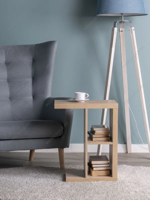 Стол приставной Энкель, 2 полки, 47х60х30 см, дуб беленый | изображение 1