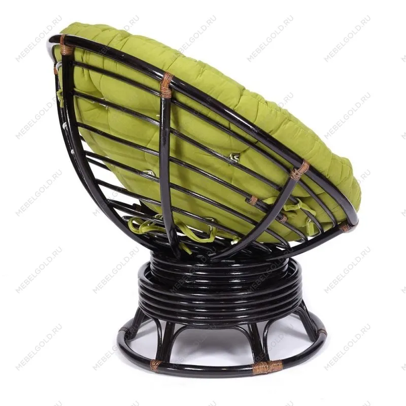 Кресло-качалка Papasan с подушкой Античный коричневый/флок Олива | изображение 8
