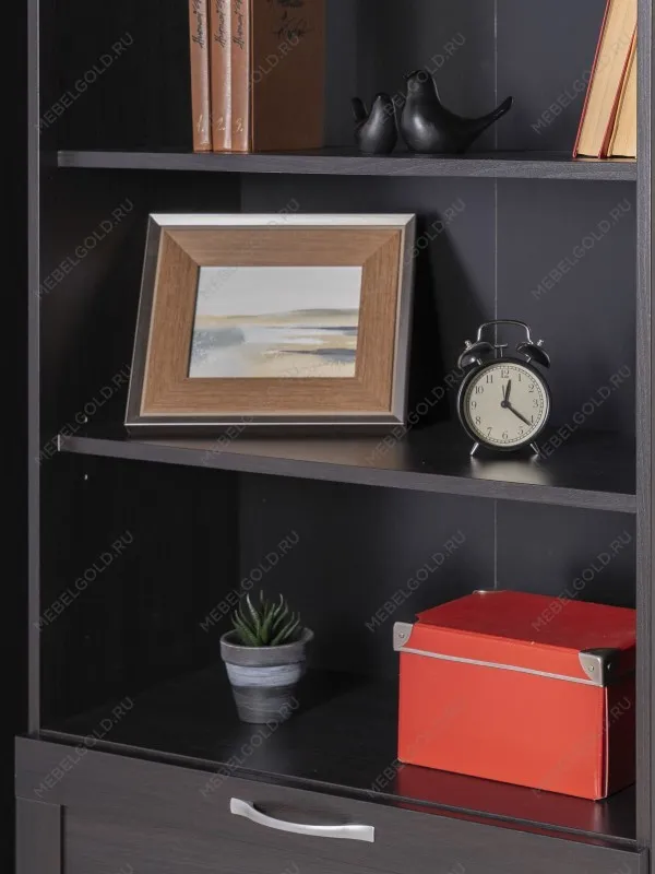 Стеллаж Сириус, 2 ящика, 78х35х190 см, черный, дуб венге | изображение 1