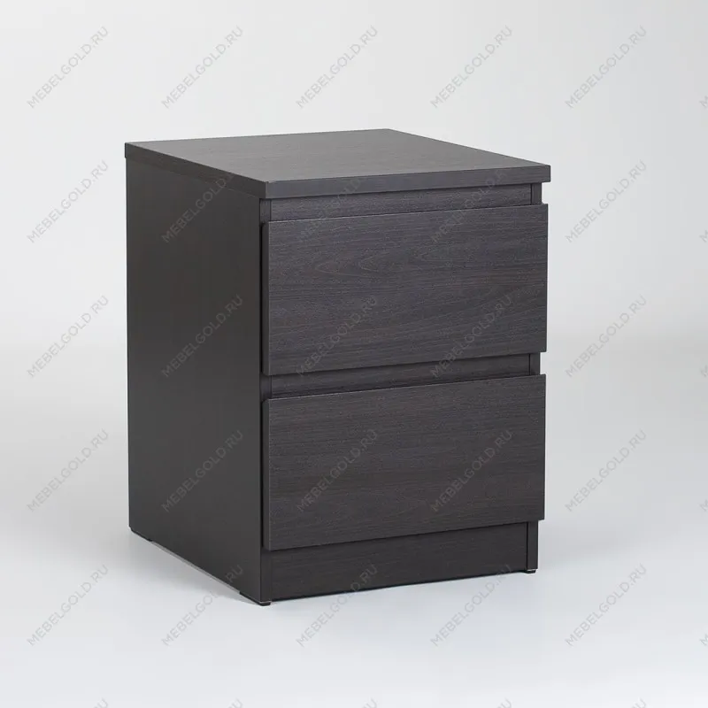 Тумба прикроватная Мальта, 2 ящика, 48х40х54 см, черная, дуб венге