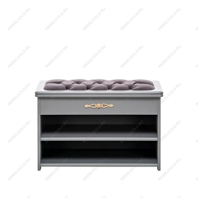 Обувница Патриция (Серый ясень / ткань V 19, каретная стяжка) | изображение 1