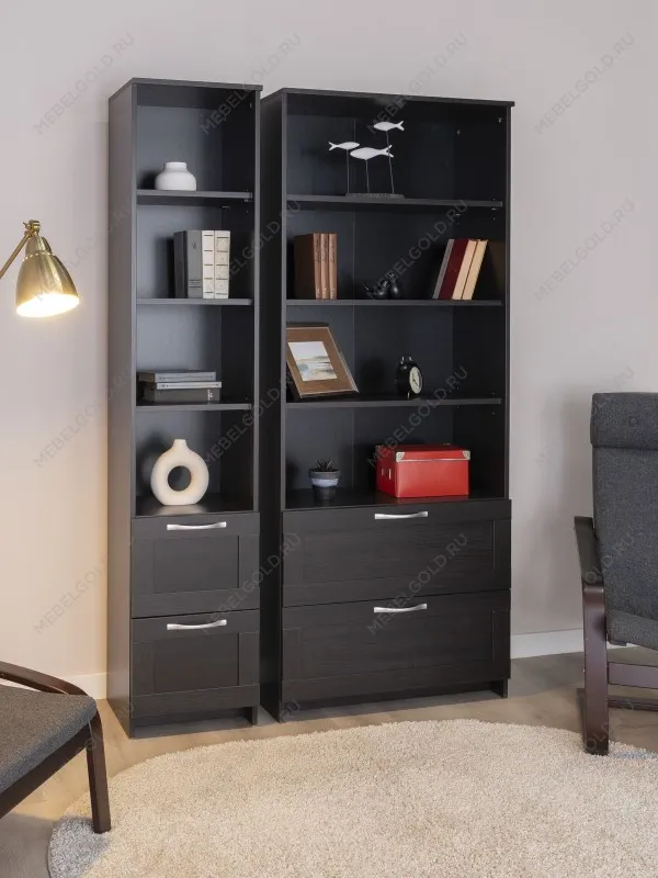 Стеллаж Сириус, 2 ящика, 78х35х190 см, черный, дуб венге | изображение 6