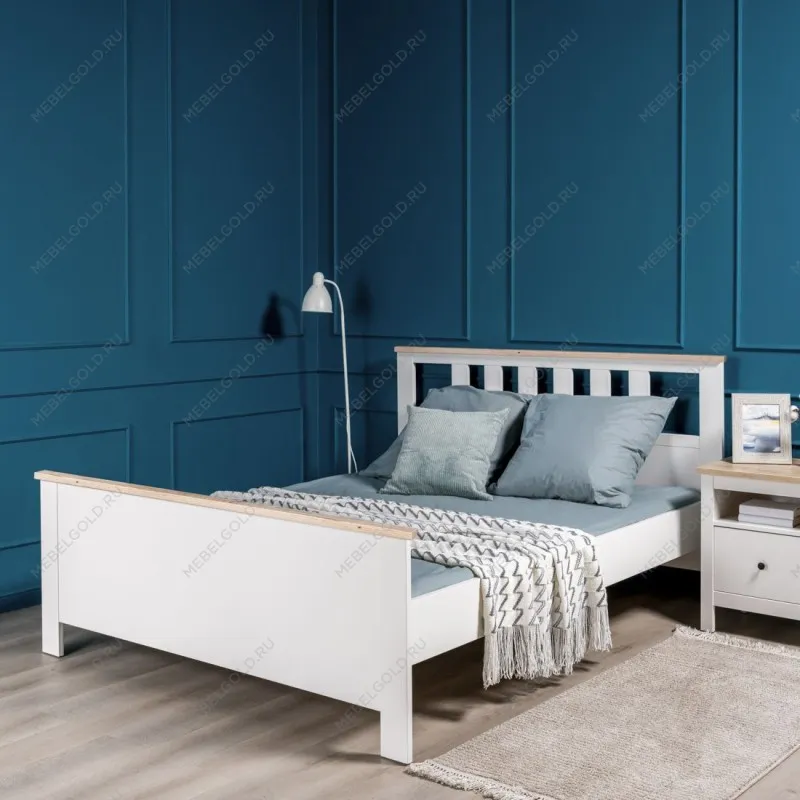 САГА кровать двойная 160х200 белая/ясень | изображение 3