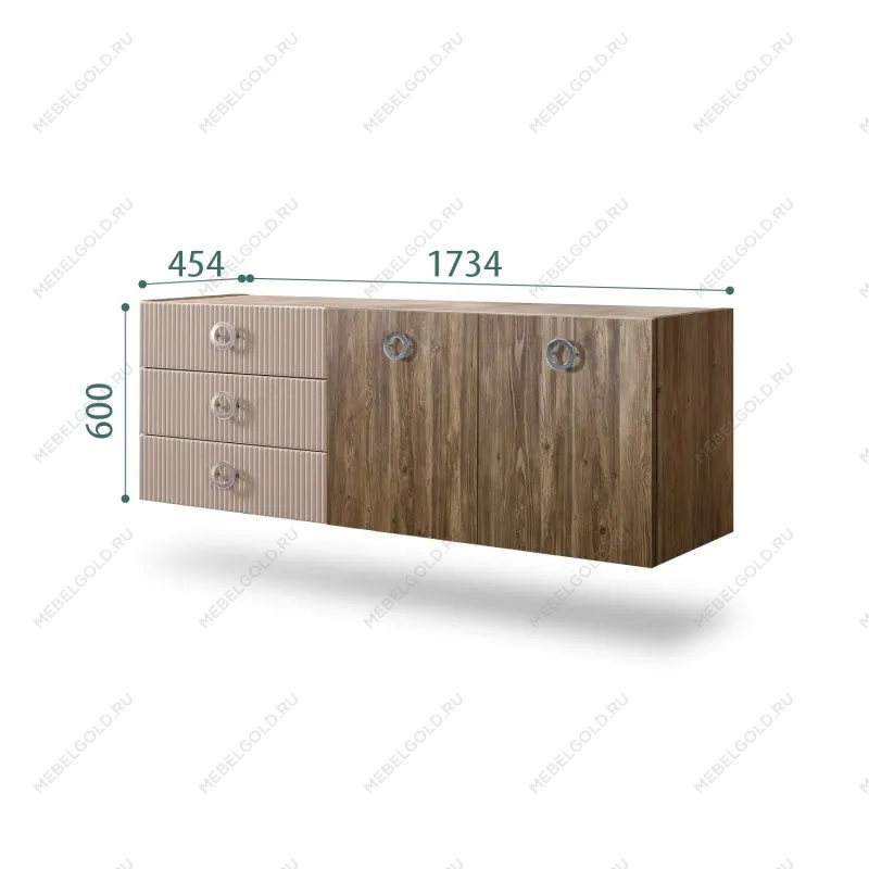 Комод 1.6м Bogemia Woodline Fly Wood Fi (Мокка) (Novabuk/Хром) БМКМ-4