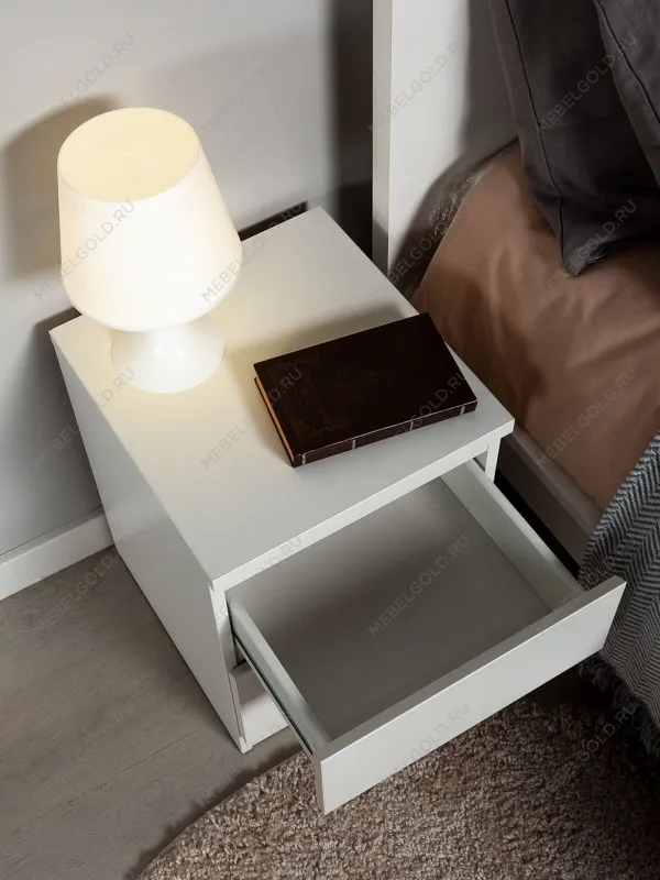 Тумба прикроватная Кастор, 2 ящика, 40х37х49 см, белая | изображение 15