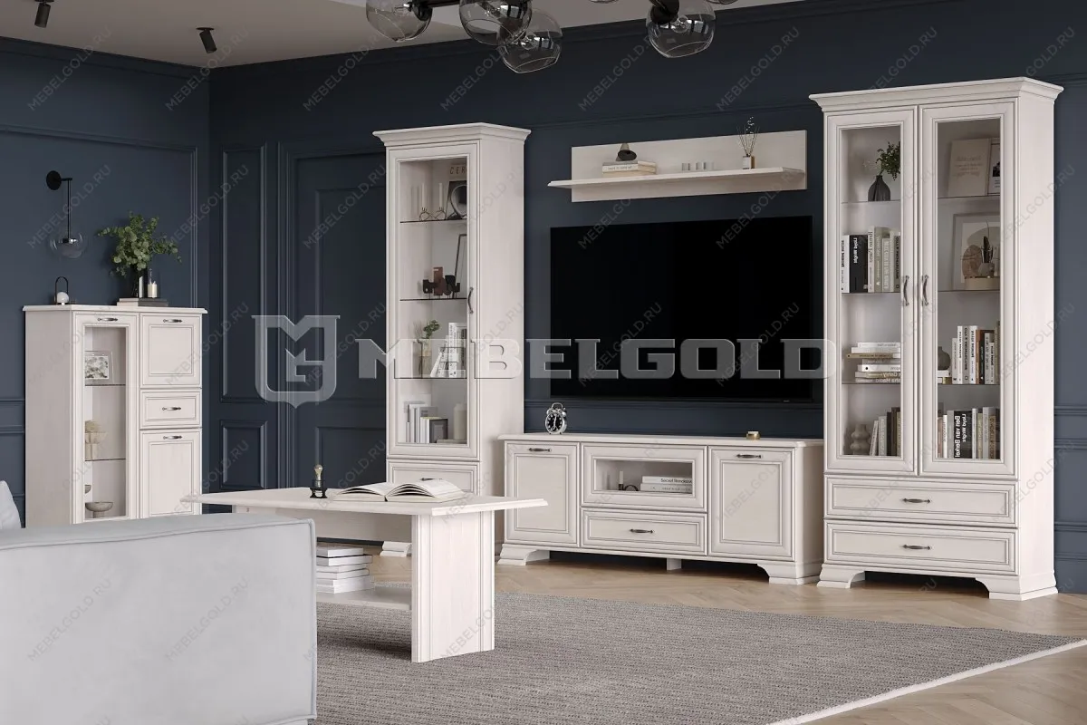 Шкаф с витриной Тиффани 2V2S вудлайн кремовый | изображение 4