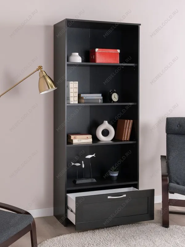 Стеллаж Сириус, 1 ящик, 78х35х190 см, черный, дуб венге | изображение 1