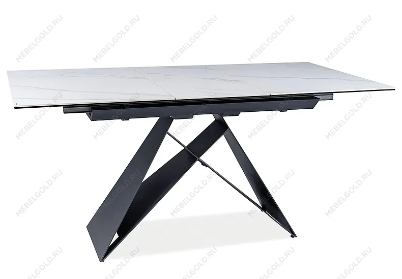 Стол обеденный Signal WESTIN SC раздвижной (эффект белого мрамора/черный мат) | изображение 2
