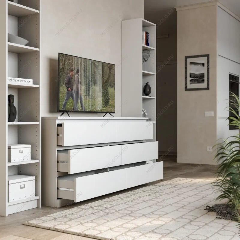 Стеллаж Варма, 6 полок, 38х198х28 см, белый | изображение 2