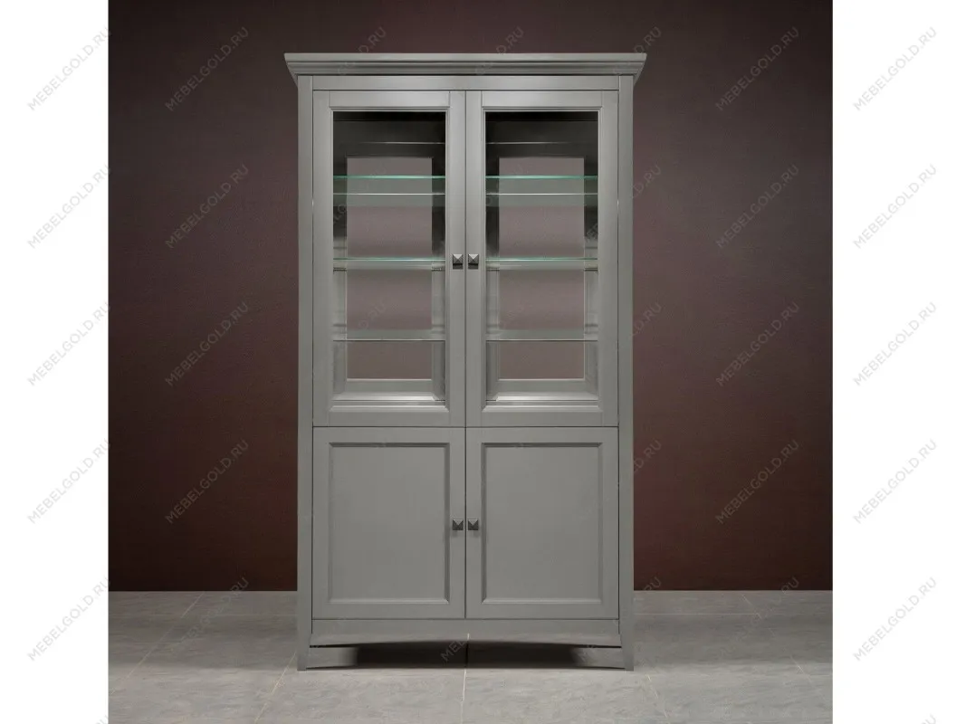 Витрина 2 дверная с зеркалом Manhattan (Серый) | изображение 1