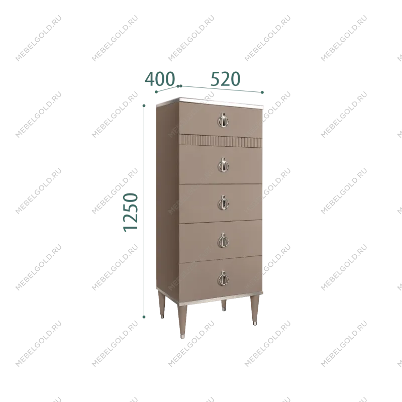 Комод узкий с планкой Римини СОЛО (Мокка/Серебро) РМКМ-2(s)