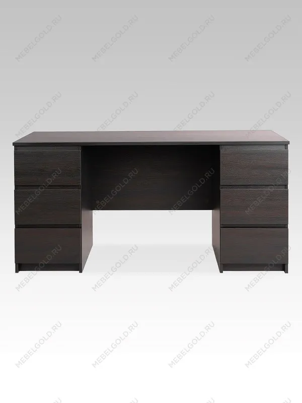 Стол письменный Кастор, 6 ящиков, 151х65х75 см, черный, дуб венге | изображение 7