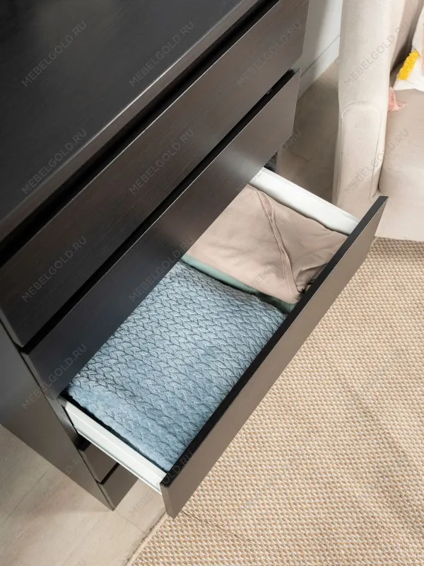 Комод Кастор, 5 ящиков, 65х40х112 см, черно-коричневый, дуб венге | изображение 11