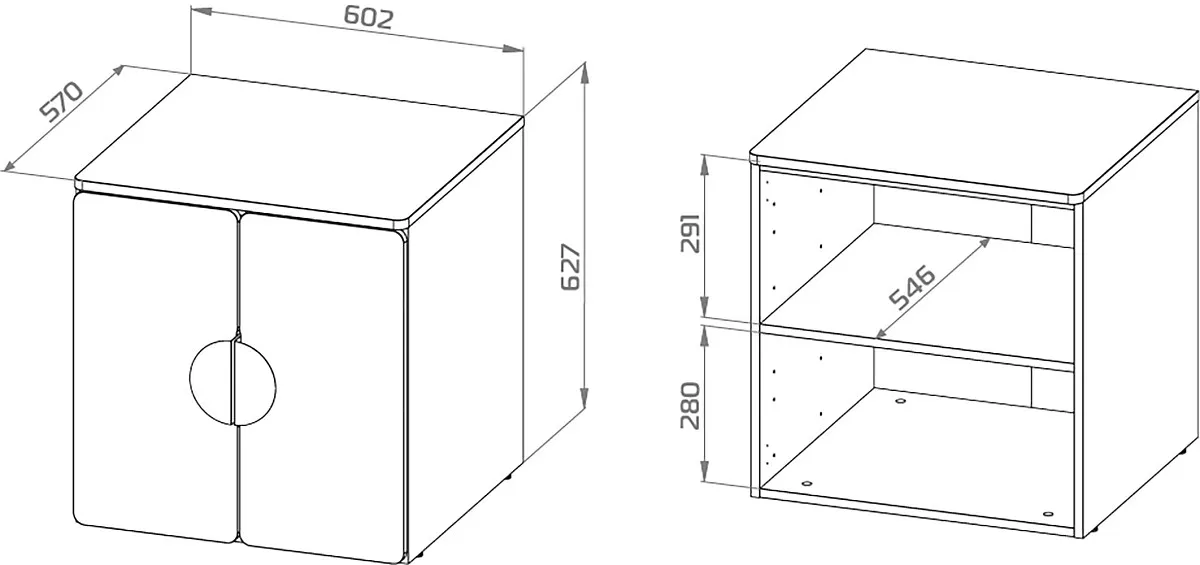 Шкаф Пикси распашной, с двумя дверьми и полкой 60x57x60, мечтательный пион | изображение 7