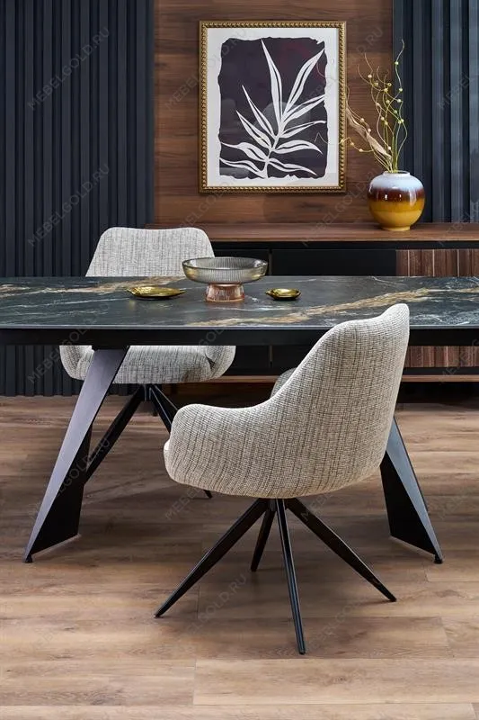 Стол обеденный Halmar ARMANI 165 (черный мрамор/черный) | изображение 11