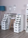 Стол письменный Ингар, 16 ящиков, 140х106х55 см, белый | изображение 4