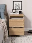 Тумба прикроватная Варма, 2 ящика, 40х55х40 см, шпон натурального дерева, дуб беленый | изображение 7