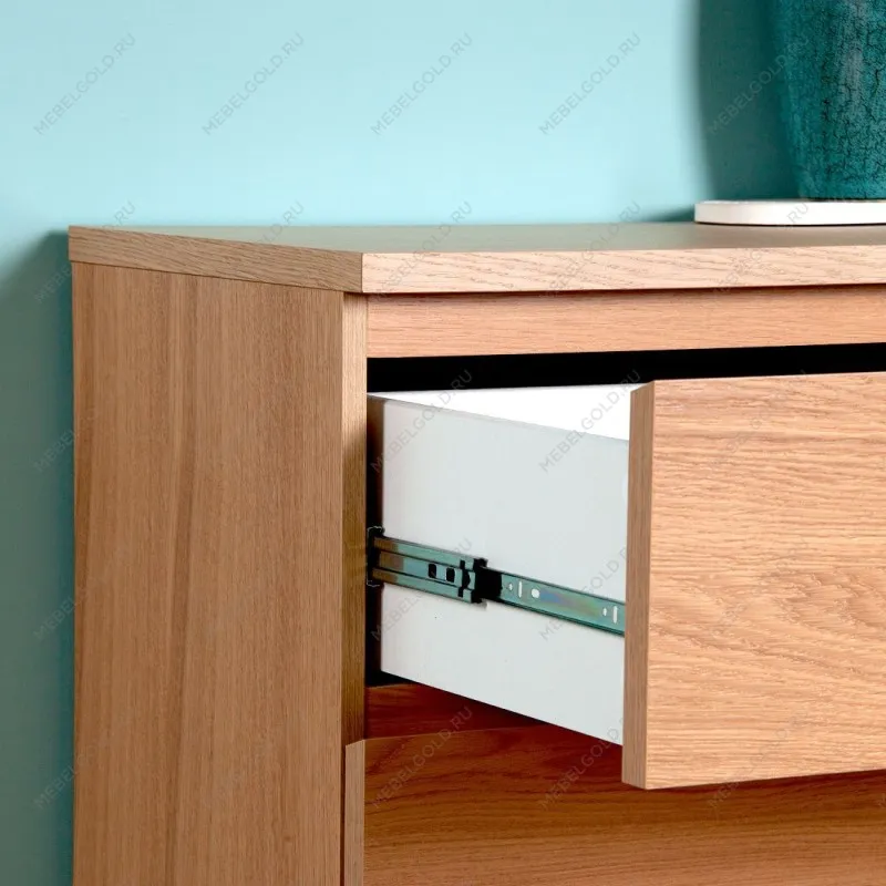 Комод Варма, 6 ящиков, горизонтальный, 160х78х40 см, шпон натурального дерева, дуб беленый | изображение 5