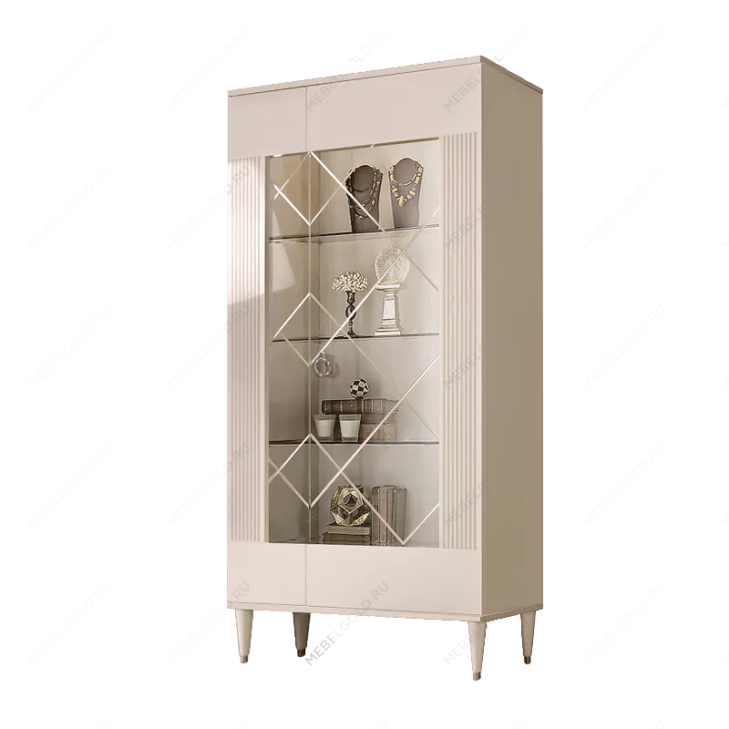 Витрина 2-ств. Римини СОЛО (Бежевый/Серебро) (Правая) РМВ2-2С(s)