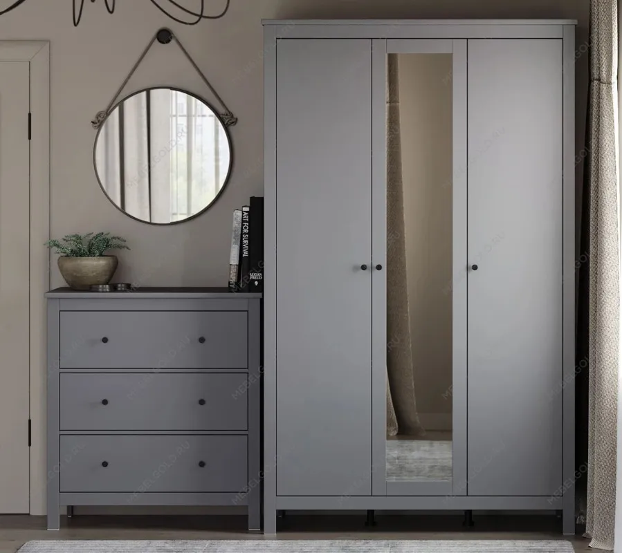 САГА комод 3 ящика серый | изображение 4