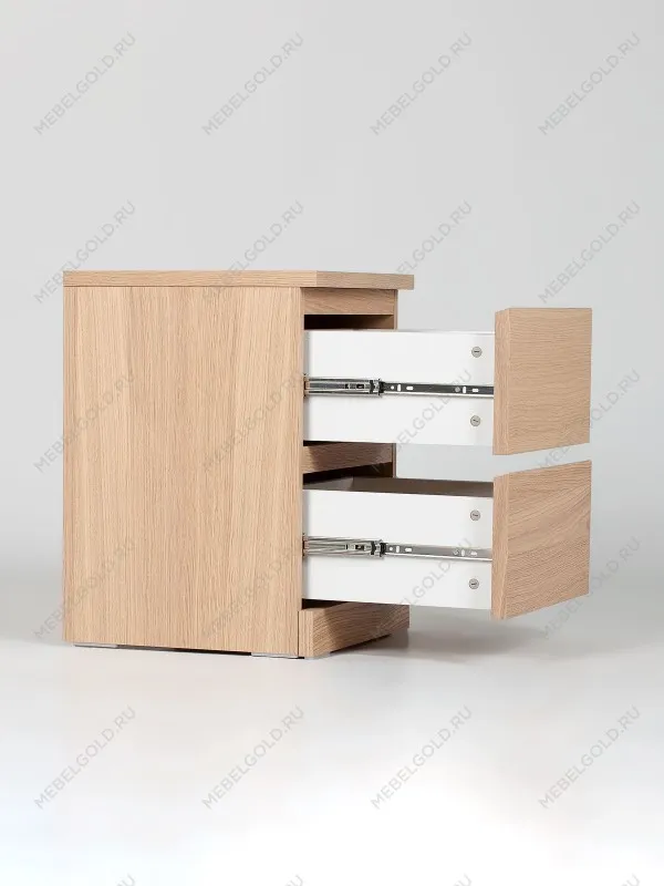 Тумба прикроватная Варма, 2 ящика, 40х55х40 см, шпон натурального дерева, дуб беленый | изображение 12