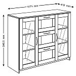 Тумба Сириус, 2 двери со стеклом и 3 ящика, 117х41х95 см, белая | изображение 14