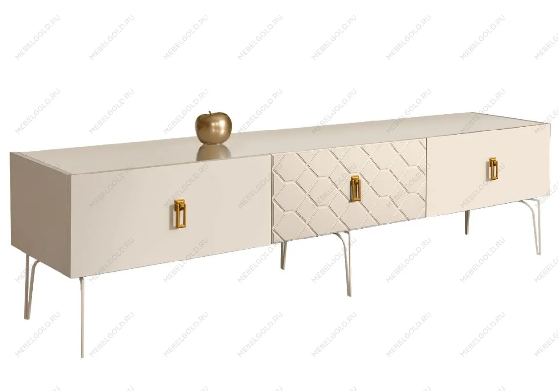 Тумба под телевизор 2.1м Bogemia Farfalle (Слоновая кость) (Lakobel/Золото) БМТ-2(Fa)[10]
