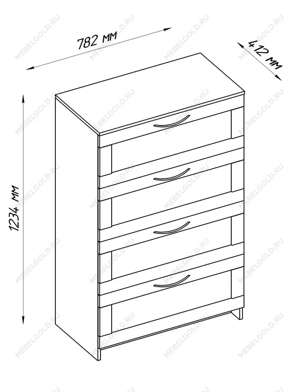 Комод Сириус, 4 ящика, 78х41х123 см, дуб сонома | изображение 12
