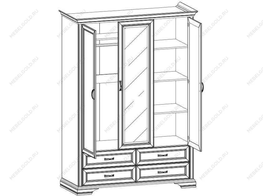 Шкаф 3-створчатый Монако 3D4S | изображение 1