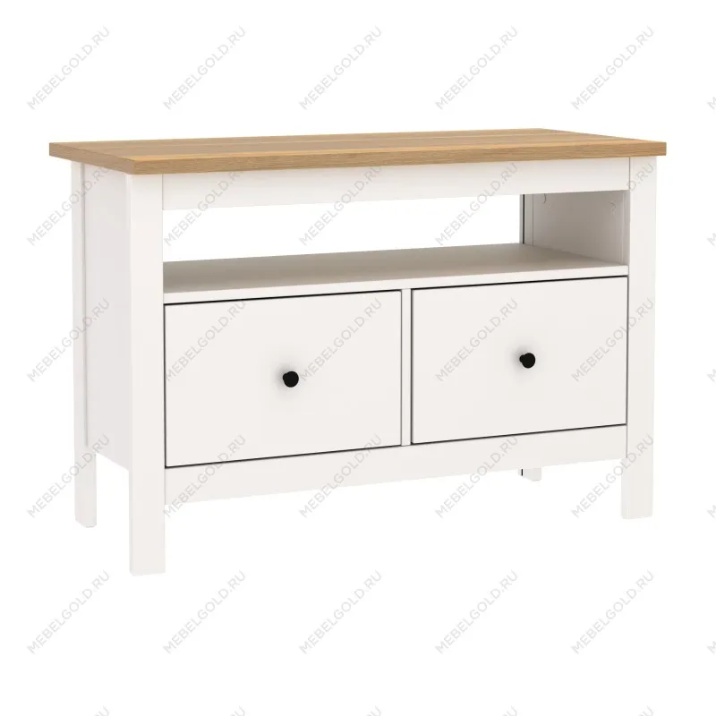 Тумба Сага, 2 ящика, 91х42х63 см, белая/ясень | изображение 13