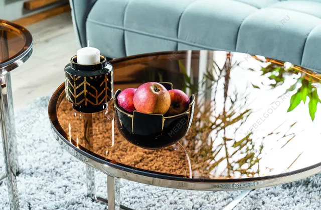 Стол журнальный Signal CRYSTAL A (дымчатый янтарь/серебряный) | изображение 3