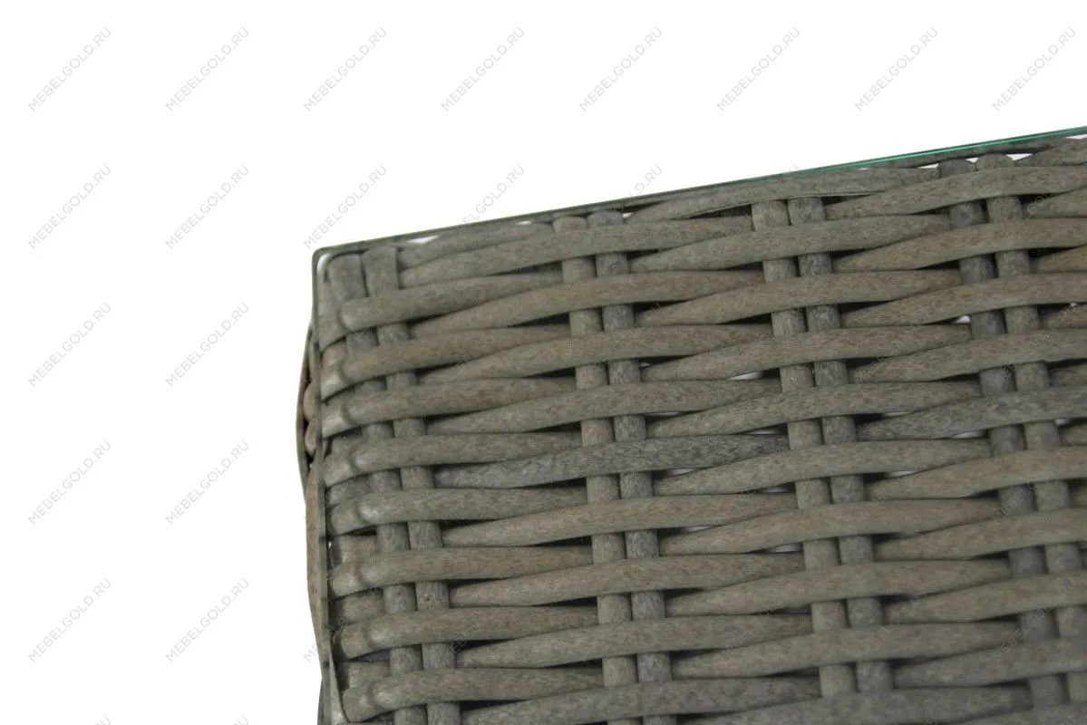 Набор мебели Драмен арт.GS009 серо-коричневый, серый (стол, 2 угл.кресла, 2 пуфа, ротанг серо-корич, подушки серые) | изображение 5