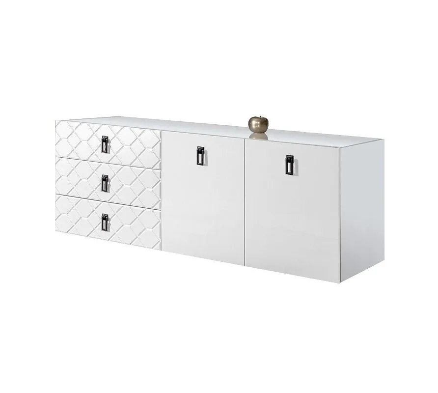 Комод 1.6м Bogemia Fly Farfalle (Белый) (Lakobel/Черный) БМКМ-4