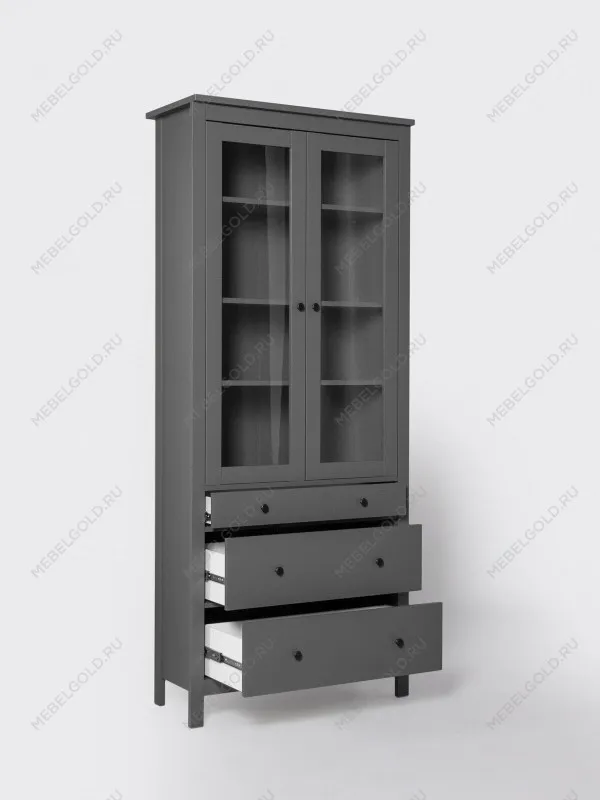 Шкаф с витриной Сага, 90х41х215 см, серый | изображение 9