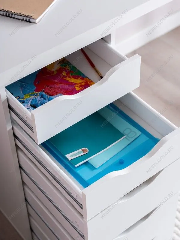 Стол письменный Ингар, 5 ящиков, 140х75х55 см, белый | изображение 3