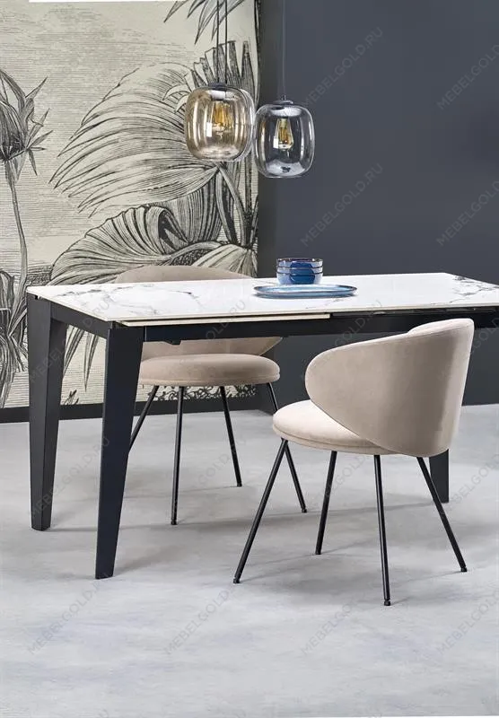 Стол обеденный Halmar FELIX раскладной (белый мрамор/черный) | изображение 17