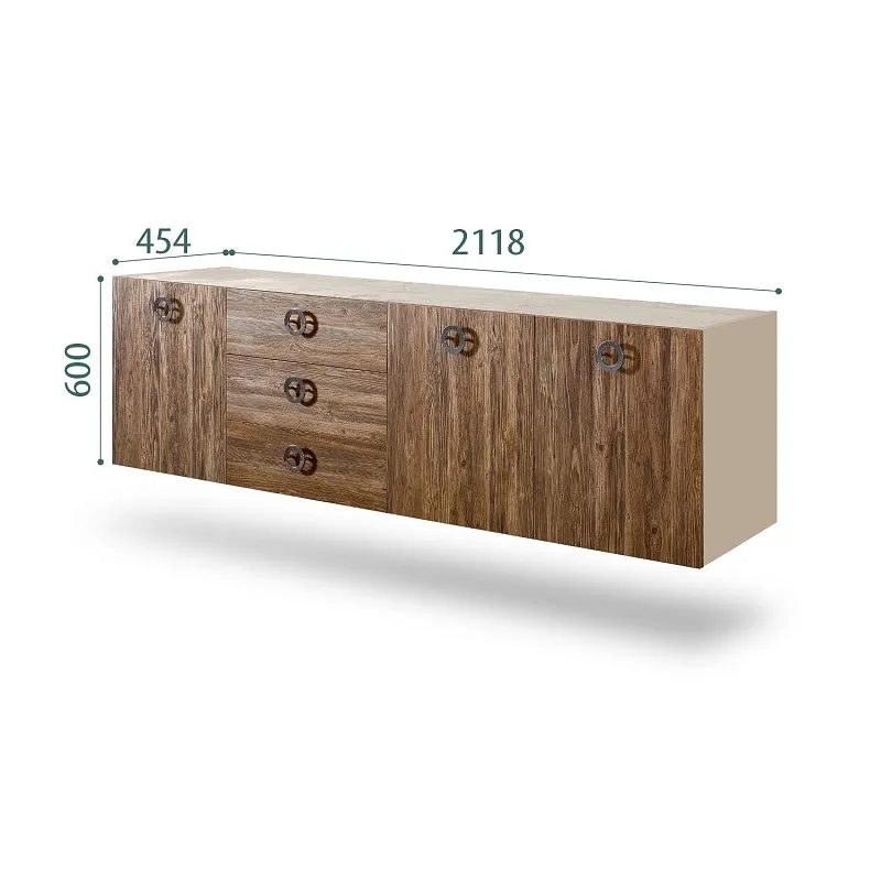 Комод 2.1м Bogemia Fly Wood Fi (Ваниль) (Novabuk/Хром) БМКМ-5