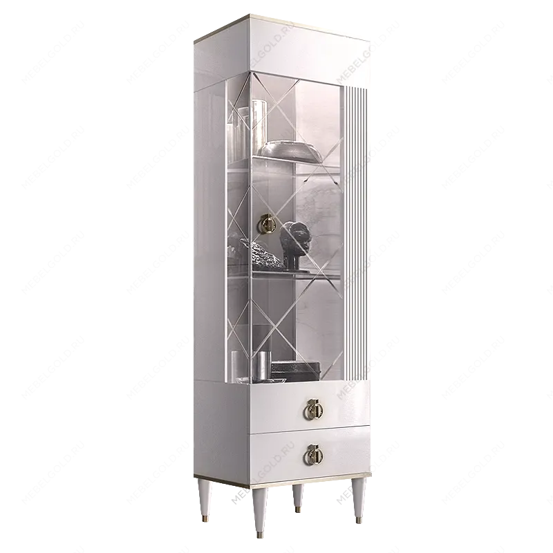 Витрина 1-ств. Римини СОЛО (Белый/Серебро) (Правая) РМВ1-1С(s)