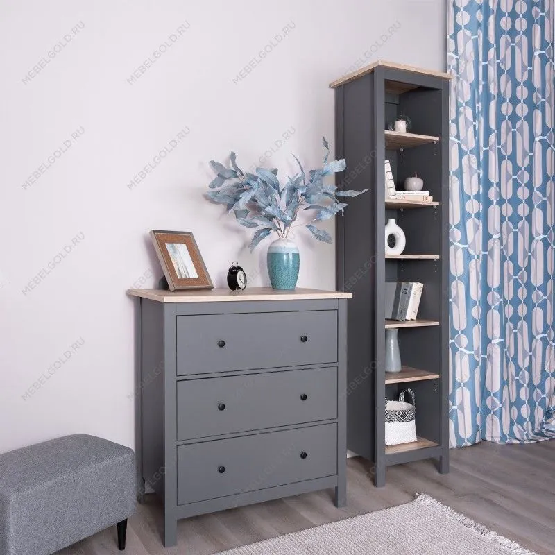 Стеллаж Сага, 50х42х215 см, серый/ясень | изображение 3