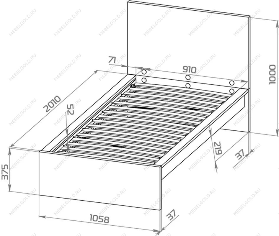 Кровать односпальная Варма СЭНГ, 90х200см, эмаль, белая | изображение 14