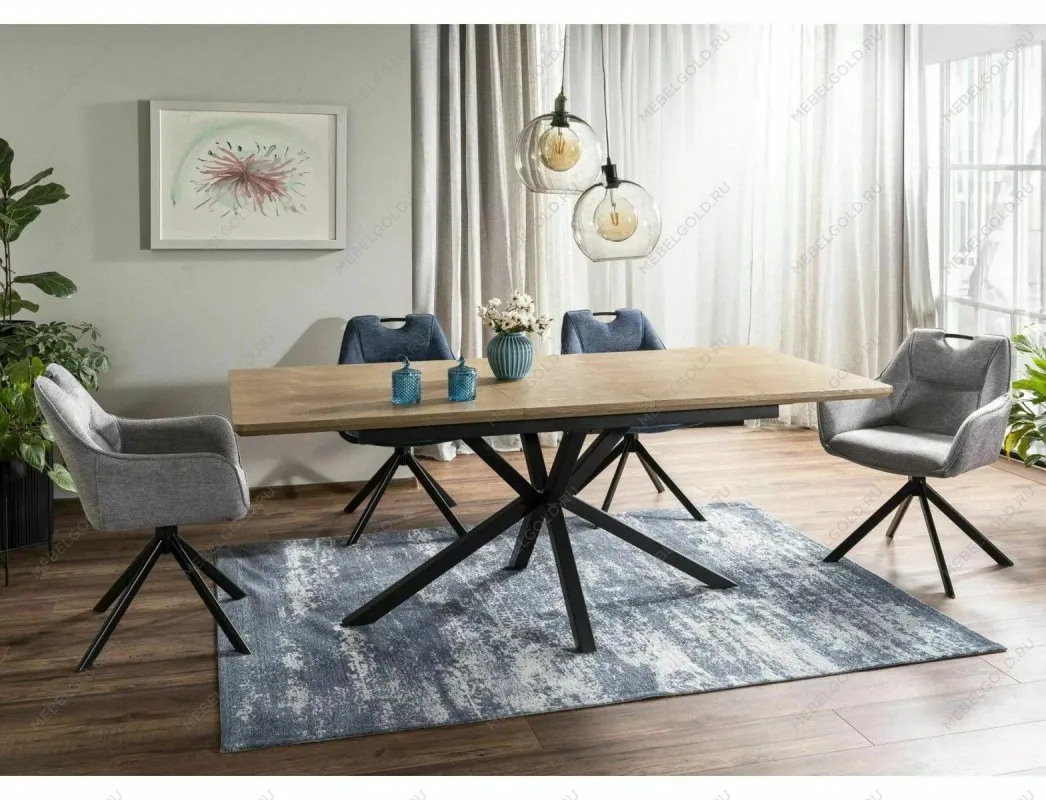 Стол обеденный Signal LOGAN раскладной (дуб/черный) | изображение 6