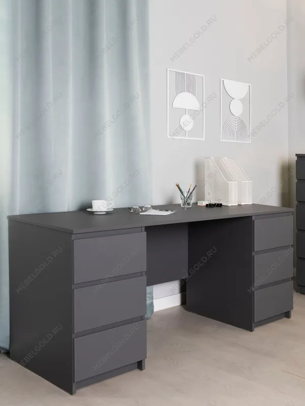 Стол письменный Кастор, 6 ящиков, 151х65х75 см, серый | изображение 5